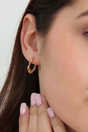 8 Ayar Altın Süzme Kalpli Küpe 1.6 Cm