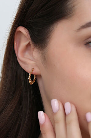 8 Ayar Altın Süzme Kalpli Küpe 1.6 Cm