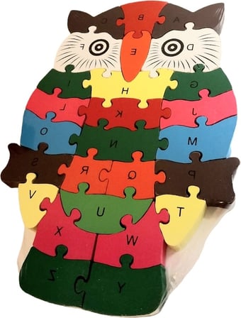 Bak Gel Al Harfleri ve Sayıları Öğreniyorum Eğitici Ahşap  Baykuş Figürlü Puzzle