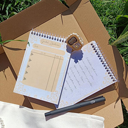 Manevi Koleksiyon Seti | Günlük Defter | Kalem | Zikirmatik | Tespih | Bez Çanta Hediyeli
