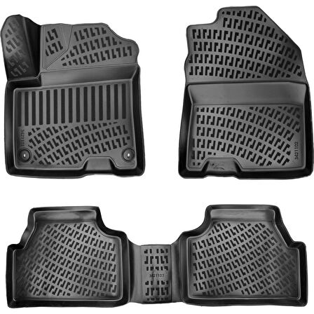 Hyundai Kona 2024 Sonrası (Elektrikli) 3D Araca Özel Havuzlu Paspas ve Alt Bagaj Havuzu Siyah Bmy