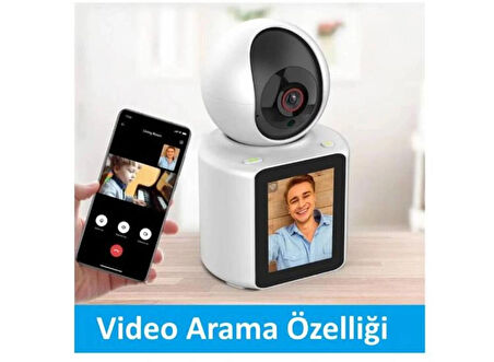 HD Ekranlı Gece Görüşlü Güvenlik Kamera Ultra HD 4K Çift Yönlü Görüntülü ve Sesli Bebek Kamerası