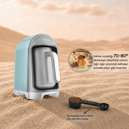 Emsan Kumda Türk Kahve Makinesi Tiffany Blue 5 Fincan Kapasiteli 735 W