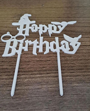 Harry Potter,Happy Birthday pasta süsü,plastik.beyaz,14 cm