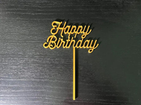 Happy Birthday pasta süsü,plastik.sarı.19 cm