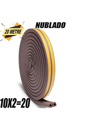Yapışkanlı 10x2=20 Metre (KAHVERENGİ) Kapı Pencere Bandı Fitili Soğuk  Kauçuk Bantları.