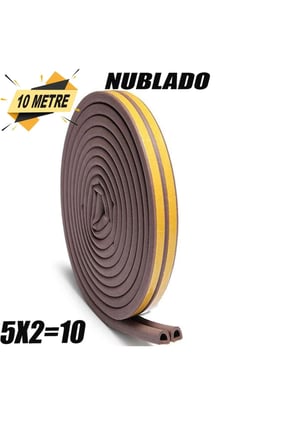 Yapışkanlı 5x2=10 Metre (KAHVERENGİ) Kapı Pencere Bandı Fitili Soğuk Kauçuk Bantları.