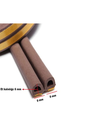 Yapışkanlı 5x2=10 Metre (KAHVERENGİ) Kapı Pencere Bandı Fitili Soğuk Kauçuk Bantları.
