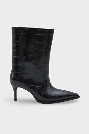 Kadın Sivri Burun Yılan Desenli Günlük Topuklu Bot Kyra 