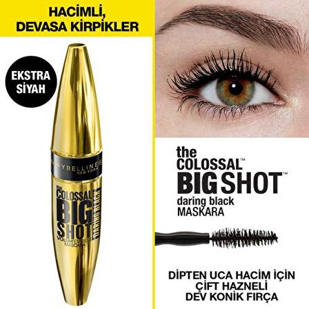 Maybelline The Colossal Big Shot Volum Express Daring Black Fiber Fırça Siyah Rimel