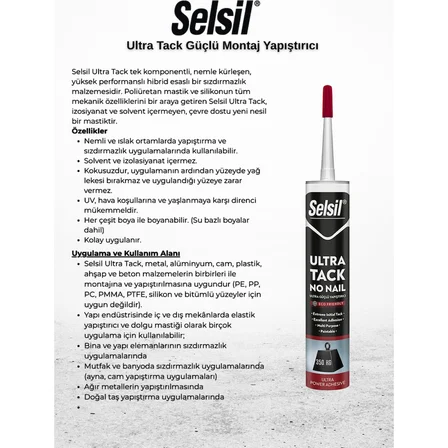 Selsil Ultratack Süper Güçlü Yapıştırıcı Beyaz 290 Ml. - 3 Adet