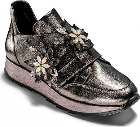 Venüs 1700256  Deri Çiçek İşlemeli Taşlı Çırtlı Ayakkabı