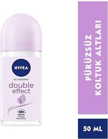 Nivea Double Effect Antiperspirant Ter Önleyici Leke Yapmayan Kadın Roll-On Deodorant 50 ml