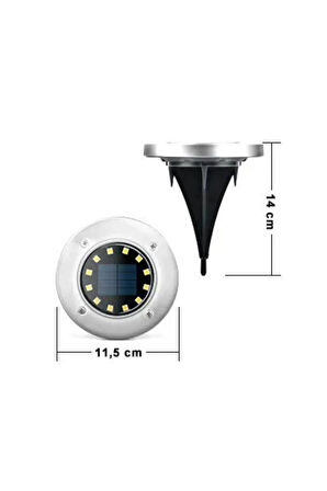 12 Adet 8 Led’li Gömme Solar Güneş Enerjili Zemin Yol Bahçe Aydınlatma Spot Lambası Su Geçirmez