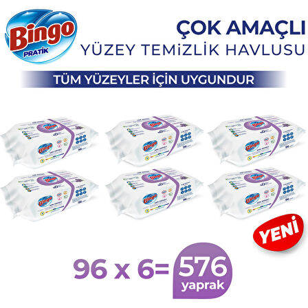 Bingo Pratik Yüzey Temizlik Havlusu Lavanta 96X6 (576 Yaprak)