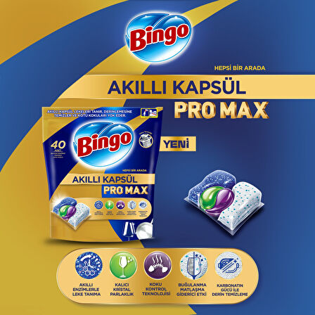 Bingo Akıllı Kapsül Pro Max Bulaşık Makinesi Deterjanı Tableti 120'LI