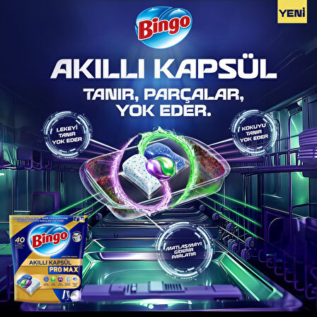 Bingo Akıllı Kapsül Pro Max Bulaşık Makinesi Deterjanı Tableti 120'LI