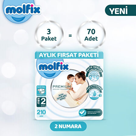 Molfix Premium Aylık Fırsat Paketi 2 Beden 210 Adet