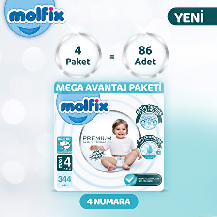 Molfix Premium Mega Avantaj Paketi 4 Beden 344 Aadet