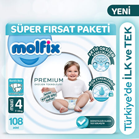 Molfix Premium Süper Fırsat Paketi 4 Beden 108 Adet