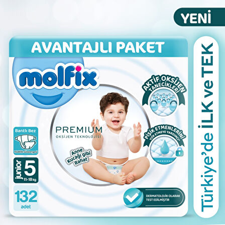 Molfix Premium Avantajlı Paket 5 Beden 132 Adet