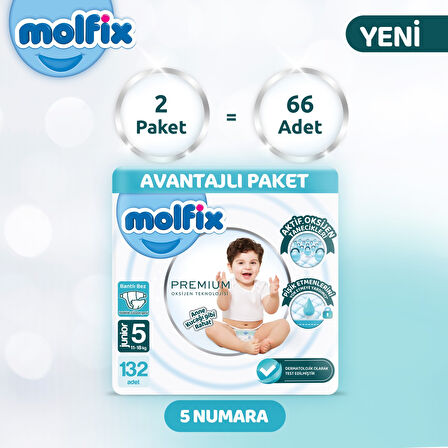 Molfix Premium Avantajlı Paket 5 Beden 132 Adet