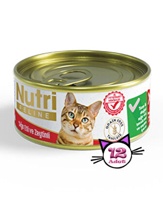 Nutri Feline 85Gr Sığır Etli Zeytinli 12Adet Yaş Kedi Maması