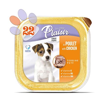 Plaisir Pate 150Gr Tavuk Etli Yavru 22Adet Yaş Köpek Maması