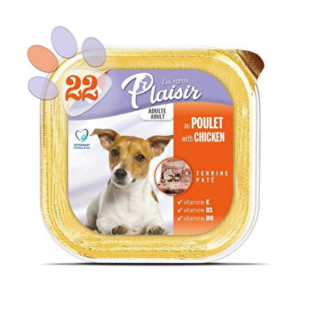 Plaisir Pate 150Gr Tavuk Etli Yaş Köpek Maması 22Adet