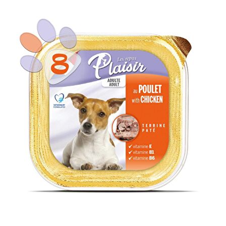 Plaisir Pate 150Gr Tavuk Etli Yaş Köpek Maması 8Adet