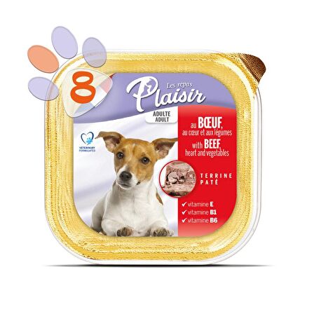 Plaisir Pate 150Gr Sığır Eti Yaş Köpek Maması 8Adet