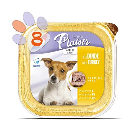 Plaisir Pate 150Gr Hindi Etli Yaş Köpek Maması 8Adet