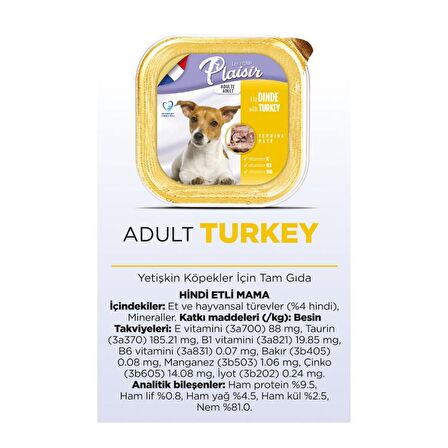 Plaisir Pate 150Gr Hindi Etli Yaş Köpek Maması 8Adet