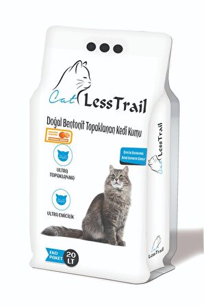 Less Trail 20 Lt İnce Tane Portakal Kokulu Beyaz Bentonit Kedi Kumu