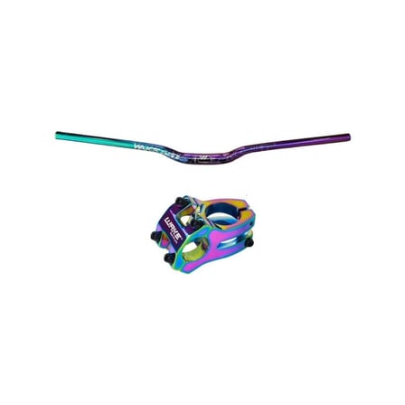 WAKE 780MM Alüminyum 31.8 Bisiklet Gidon + Boğaz Seti RAİNBOW