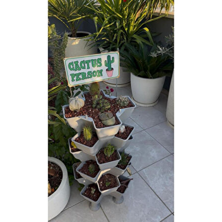 Yonca Bahçe Kulesi - Gri Katlı Saksı