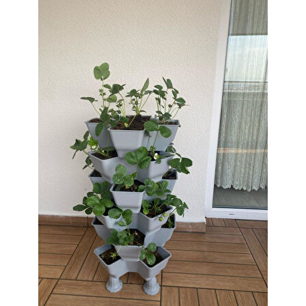 Yonca Bahçe Kulesi - Gri Katlı Saksı