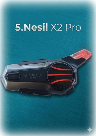 KEMBORN  X2 Pro 1adet 2 Kişilik Interkom Seti Motosiklet Kask Kulaklık Intercom Bluetooth 5.3 . 5.Nesil