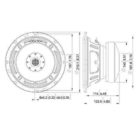 Lavoce SSF082.00L Çıplak Hoparlör 8'' 700 Watt
