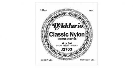 D'addario J2703 Klasik Sol Tek Tel Clear Nylon Normal Tension Sol