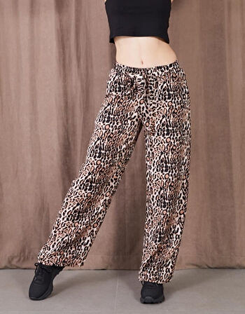 KADIN VİSKON LEOPAR DESENLİ PANTOLON