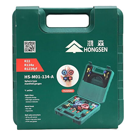 HS-M01-134-A 2Lİ MANİFOLD R22/32/410 HORTUMLU ADAPTÖRLÜ ÇANTALI 