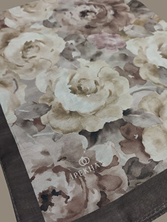 Kahve Winter Bloom Soft Şal