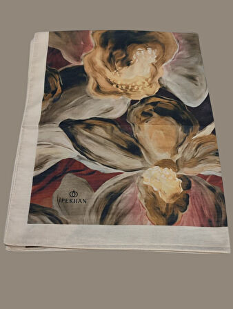 Kahve/Krem Winter Bloom Soft Şal