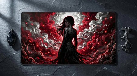 ORYN Ethereal Shadows / Crimson Enigma Edition |  90x40 Gaming Mousepad - (3mm Kalınlık)