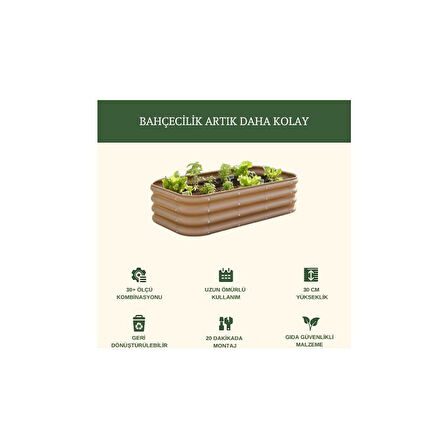 Modüler Yükseltilmiş Bahçe Yatağı Yükseltilmiş Sebze Yatağı Çiçeklik NO:1V2 (85X34) Bej