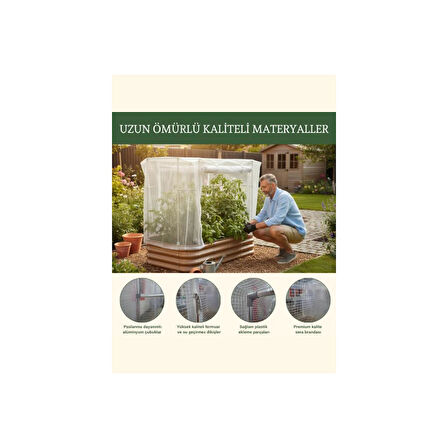 Seralı Modüler Yükseltilmiş Bahçe Yatağı Yükseltilmiş Sebze Yatağı No:7 (140X85) Bej