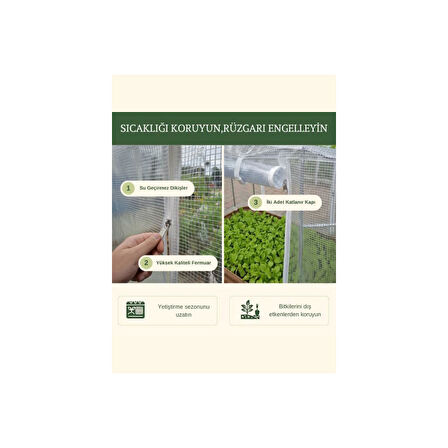 Seralı Modüler Yükseltilmiş Bahçe Yatağı Yükseltilmiş Sebze Yatağı No:7 (140X85) Bej