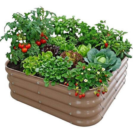 Modüler Yükseltilmiş Bahçe Yatağı Yükseltilmiş Sebze Yatağı No:3 (85X85) Bej