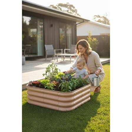 Modüler Yükseltilmiş Bahçe Yatağı Yükseltilmiş Sebze Yatağı No:3 (85X85) Bej